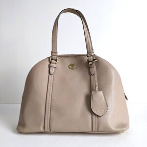 Coach Genuine Leather Cora Dome Satchel Top Handle Zippered Taupe Beige